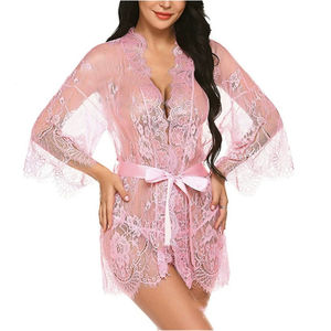 Groothandel Dames Sexy Pyjama Kanten Kimono Robe Babydoll Lingerie Mesh Sex Nachtjapon S-5XL - Product Image 6