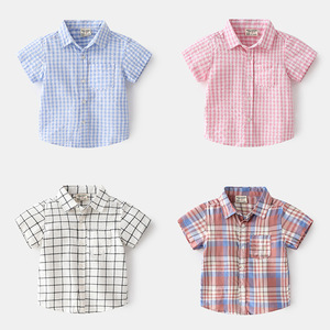 เสื้อเชิ้ตเด็กฤดูร้อนผ้าฝ้าย 100% ลายสก็อต ผลิตในจีน ขายส่ง ปรับแต่งได้ - Product Image 1