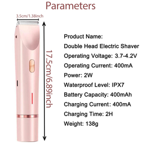 Rasoir électrique pour femmes, épilateur, tondeuse à <span class=keywords><strong>double</strong></span> tête, rasoir rotatif indolore, rasage domestique, batterie rechargeable - Product Image 2