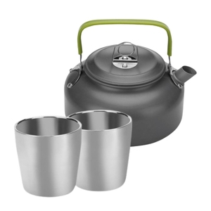 Bollitore da Campeggio in Alluminio 0.8L con 2 Tazze in Acciaio Inox, Set Leggero per Trekking ed Escursionismo - Product Image 1