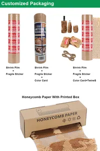 Kemasan sarang lebah Premium daur ulang kustom kertas cokelat pembungkus Kraft bantalan kertas sarang lebah dengan kotak Dispenser
