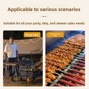 Brochettes de barbecue en acier inoxydable de qualité alimentaire, à lame large et plate, avec manche en bois, pour grillades commerciales en gros - Product Image 3