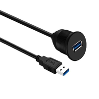 Câble d'extension automobile USB 3.0 étanche à port unique, mâle vers femelle, coaxial à paire torsadée, gaine en PVC