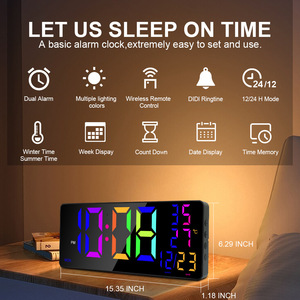 Large-scale RGB LED Magic Color Wall <strong>Clock</strong> Multifunctional Alarm Timing <strong>Countdown</strong> Display Plastic Material for Living Room - Product Image 3