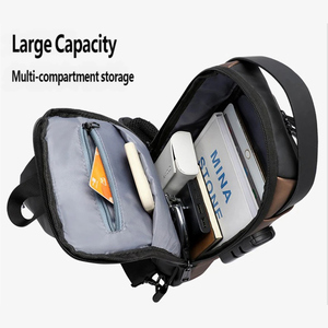 Bolsa de Ombro Masculina 2026 à Prova d'Água para Moto e Bicicleta com Trava, Bolsa Transversal com Logo Personalizado e USB Antifurto - Product Image 2