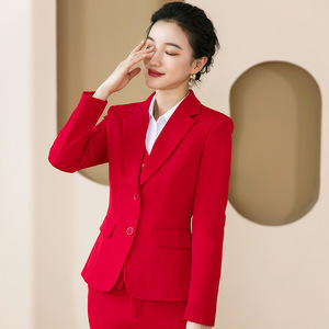 Conjunto de traje para mujer, forrado de terciopelo, grueso, para otoño e invierno; elegante, para negocios, trabajo y oficina; mal atti - Product Image 3