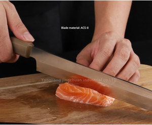 11 بوصة قرن الجاموس خشب الأبنوس مقبض الخشب النمط الياباني Yanagiba Sakimaru Kirisuke المطبخ سكاكين الشيف ساشيمي سمك فيليه سكين - Product Image 4