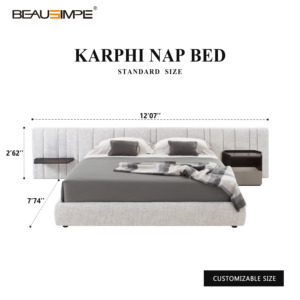 Estructura de cama tamaño King de lujo de alta calidad con tapicería suave de tela diseño moderno MDF madera silenciosa para villas y muebles para el hogar - Product Image 4