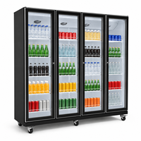 Équipement de réfrigération commerciale pour supermarchés, réfrigérateur vertical personnalisé à 4 portes vitrées, mini-réfrigérateur de présentation, refroidisseur de boissons