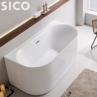 Baignoire autoportante moderne en acrylique blanc avec drain, profonde, pour salle de bain