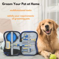 8 paquets d'outils de toilettage bleus pour animaux de compagnie, ciseaux, brosse d'épilation, peigne, coupe-ongles pour chiens et chats