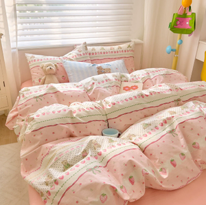 Set di Biancheria da <span class=keywords><strong>Letto</strong></span> in Puro Cotone con Stampe Cartoon Carine, Copripiumino <span class=keywords><strong>Singolo</strong></span> e Set Tre Pezzi con Lenzuolo - Product Image 3