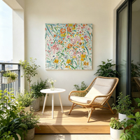 Peinture florale impressionniste lumineuse et aérienne à l'impasto, peinte à la main, œuvre d'art originale à l'huile, maisons modernes, intérieurs côtiers scandinaves