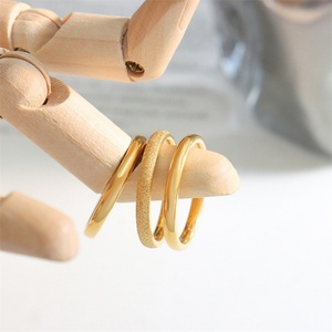 Custom Luxury Stainless Steel Frosted <b>Ring</b> Gold Plated Couplr <b>Ring</b> Jewelry - Product Image 2
