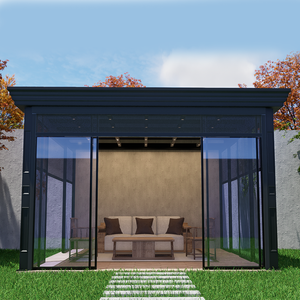 Pergola Bioclimatica Moderna Personalizzata Impermeabile con Porta Scorrevole in Alluminio <span class=keywords><strong>e</strong></span> Vetro, Accessorio Schermo Opzionale - Product Image 2