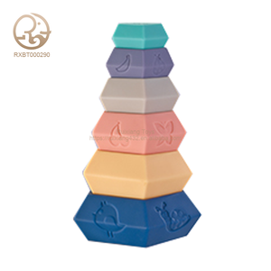 Suministro de fábrica, torre de apilamiento suave de PVC, juguete de juego, bloque de silicona colorido, exprimible, juego para niños, descripción, caja embalada - Product Image 1