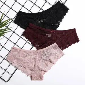 Manufacturers Wholesale Popular Wholesale Lace Sexy Women's Underwear Low-Waisted Transparent Cotton Crotch Women's Briefs