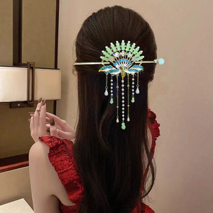 Pasador de Pelo Hanfu Chino Hecho a Mano, Accesorio Floral para el Cabello con Borlas Largas para Mujeres y Niñas, Estilo Antiguo, Palillo para el Cabello, Accesorios para el Cabello - Product Image 5