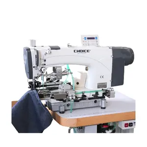 Máquina de coser para dobladillo inferior de pantalón con costura de una sola aguja de accionamiento directo semiautomático, motor Ho Hsing