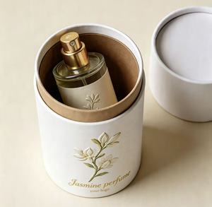 Emballage de luxe haut de gamme en tube de papier avec gaufrage à chaud doré, boîte ronde personnalisée avec logo pour parfum, cosmétiques et cadeaux - Product Image 1