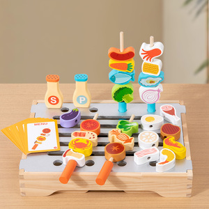 Cuisine multifonctionnelle en bois pour faire semblant de jouer au barbecue Jouet de jeu de rôle éducatif pour parents et enfants - Product Image 3
