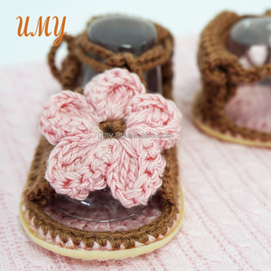 <span class=keywords><strong>Sandalias</strong></span> planas de ganchillo para bebé recién nacido, flores personalizadas, bonitas, de verano, venta al por mayor - Product Image 5