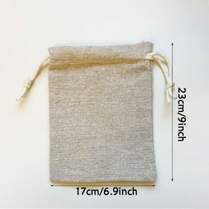 Bolsas de Algodón y Lino Lisas de 17x23cm, Bolsitas para Almacenamiento de Juguetes y Manualidades, Se Aceptan Bolsas de Regalo de Algodón y Lino Personalizadas para Decoración de Festivales - Product Image 3