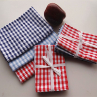 Serviettes en tissu de coton et lin à carreaux gingham 30*40cm, réutilisables, lavables, pour la décoration de table à la maison, les mariages et les dîners