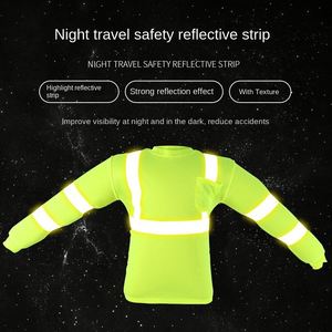 Vêtements de travail réfléchissants de classe 2 ANSI pour la sécurité routière, t-shirt à manches longues, jaune/orange fluorescent, personnalisable - Product Image 3