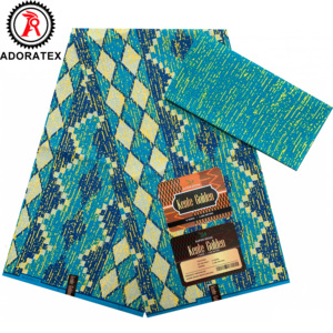Heißer Verkauf Neue Mode Kente Goldener Stil Afrikanischer Wachsdruck Polyesterstoff 4+2 Yards für Kleidung Bekleidung Textil - Product Image 4