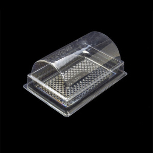 Custom disposable food box packaging plastic rectangular dome lid log cake container with clear base