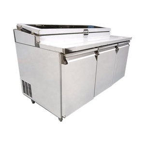 Mostrador Refrigerado Comercial para Pizza, Ensaladas y Sándwiches con Tapa de Vidrio y Mesa de Preparación - Product Image 4