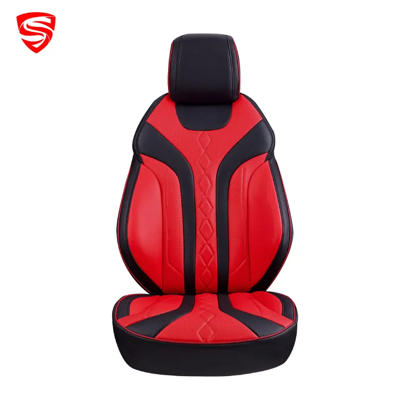ऑल-वेदर चमड़े एक पूर्ण सेट सीट कुशन लाल और काली कार सीट कवर