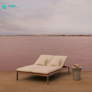 Elegante <span class=keywords><strong>Lettino</strong></span> Prendisole Minimalista con Telaio in Legno di Teak, Sdraio da Giardino per Villa, Bordo Piscina e Patio - Product Image 2