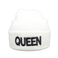 Chapeaux d'hiver pour femme New KING QUEEN Beanies Knitted Embroidery Hat Autumn Female Beanie Caps Warmer Casual Cap