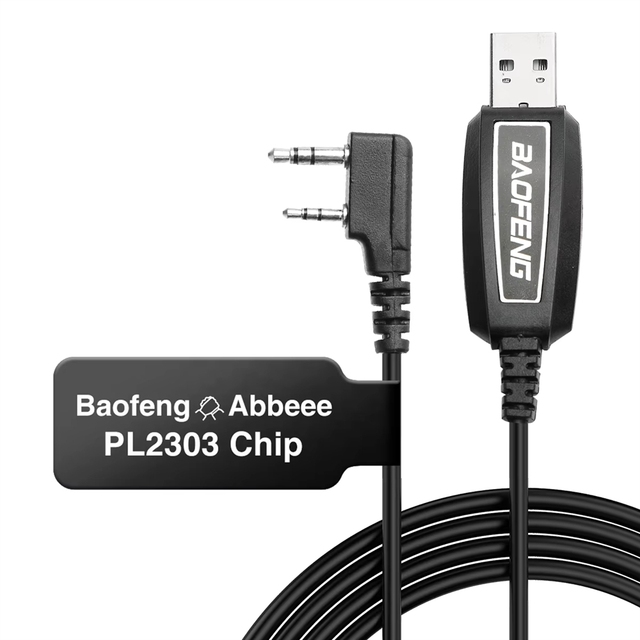 Baofeng Programming Cable Black for Walkie Talkie UV-5R 888S Program Frequency PL2303 PU Durable Each Systems