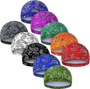 Tela de enfriamiento impresa personalizada transpirable Durag Dome Cap Stretch HD peluca Cap Stocking Elastic 360 Wave Caps para casco de motocicleta - Product Image 5