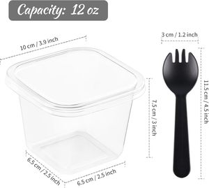 Nuevos Vasos Desechables para Postres de 24oz, Grado Alimenticio, de Plástico PET Reciclado, para Helado, Yogur, Sándwiches, con Tapa y Cuchara - Product Image 2