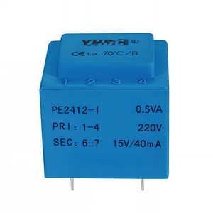 หม้อแปลงไฟฟ้าแบบติดตั้งบนแผงวงจรพิมพ์ YHDC PE2412-I แบบเคลือบอีพ็อกซี 0.5VA 110/220/230/380V AC ได้รับการรับรองมาตรฐาน CE/RoHS แรงดันไฟฟ้าสูง เสียงรบกวนต่ำ - Product Image 1