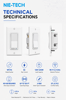 Interrupteur intelligent Wi-Fi pour éclairage, variateur de lumière, domotique, gradation LED, compatible Google Home, Home Assistant, Smart Life, certifié FCC ETL