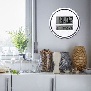 Hiện đại im lặng vòng lớn Màn hình LCD kỹ thuật số treo tường đồng hồ với nhiệt độ báo động Lịch ngày trong tuần nhà văn phòng trang trí nội thất - Product Image 3