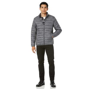 Best Selling OEM Service <b>Men's</b> Waterproof Quick Dry Hooded Puffer <b>Jacket</b> Winter Casual <b>Long</b> Sleeve Canvas Stand Collar Front - Product Image 1