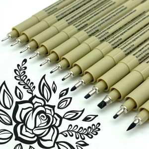 Set di Micro penne da 12 confezioni, Micro penne artistiche da disegno con fodera <span class=keywords><strong>Fine</strong></span>, Set di penne da disegno nere da archivio per scrivere, disegnare