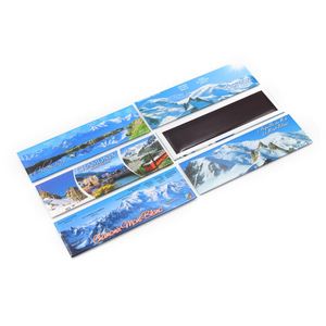 Aimants de réfrigérateur en étain personnalisables avec logo, design souvenirs Montagne enneigée Alpes Chamonix Suisse - Product Image 3
