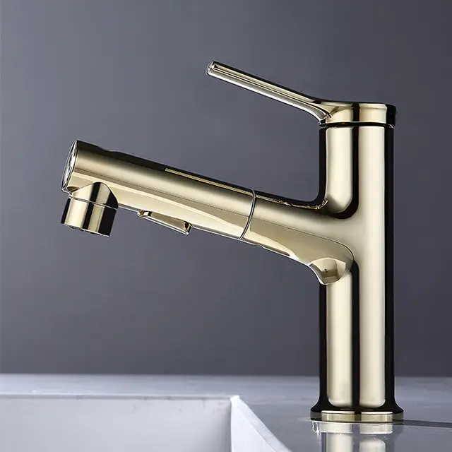 Yeni model Wasserhahn 3 modu injec havzası musluk dışarı çekin dönebilen küçük altın banyo musluk
