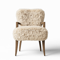 Fauteuil de salle à manger en peau de mouton moderne de luxe Ensemble de canapé en tissu pour le salon et le bureau Enveloppé dans une chaise de salle à manger confortable