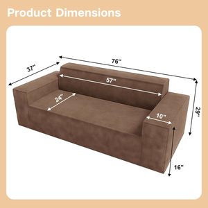 Modern 3-Seater Memory Foam Sectional Sofa Deep Seat Corduroy Fabric Compressed in a <b>Box</b> for Home or Hotel Use - Product Image 2
