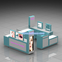 Meuble de présentation cosmétique sur mesure, présentoir de maquillage, mobilier de salon de beauté de luxe avec miroir, kiosque de maquillage pour sourcils pour centre commercial