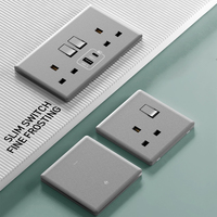 UK Malta Interrupteurs électriques ultra minces pour PC complet 1 2 3 4 Gang Gris 18W smart Quick Type C Prises USB 13A Prise de courant murale