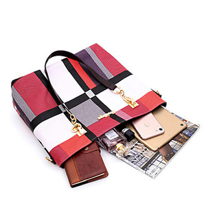 Conjunto de Bolsos de PU con Cierre y Borlas para Mujer, Diseño Color Block, 6 Piezas, Negro/Marrón/Azul - Product Image 3